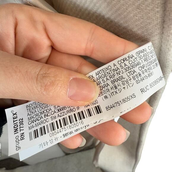 Zara Manteco Wool Blend Open Front Belted Long Coat Minimalist Chic Beige Sz XS - Picture 7 of 10